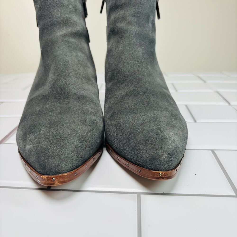 Bleecker & Bond Gray Georgia Suede Zip up‎ Ankle Heeled Boot - Picture 6 of 10